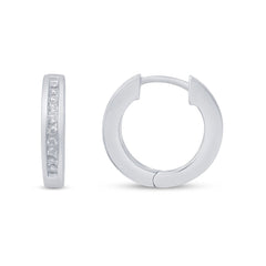 SPECIAL!.13ct G SI 10KT White Gold Diamond Hoop Earrings