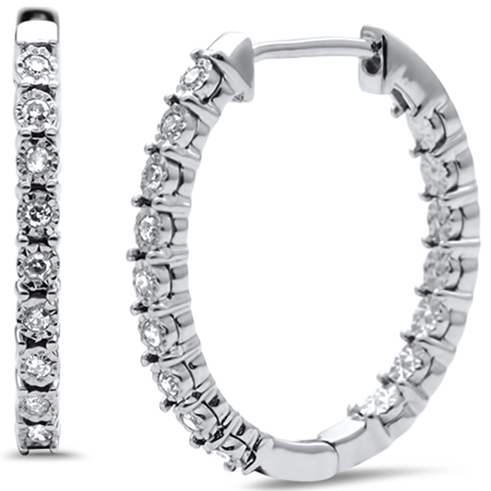 DIAMOND CLOSEOUT! .13ct G SI 10KT White Gold Diamond Hoop Earrings