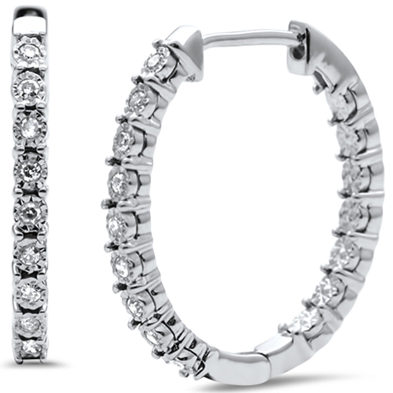 DIAMOND CLOSEOUT! .13ct G SI 10KT White Gold Diamond Hoop Earrings