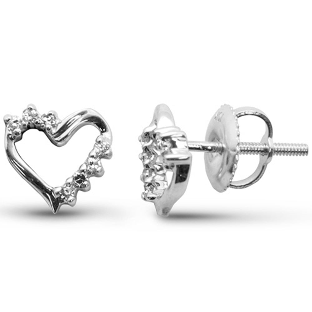 DIAMOND CLOSEOUT! .11ct G SI 10K White Gold Diamond Heart Earrings