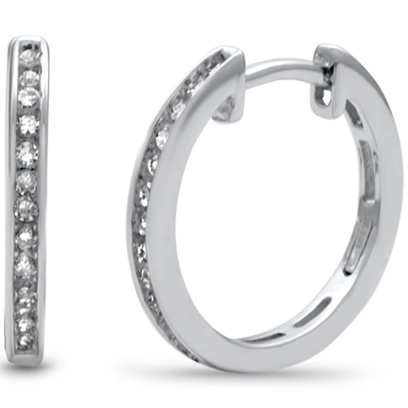 DIAMOND CLOSEOUT! .15ct G SI 10K White Gold Diamond Hoop Earrings