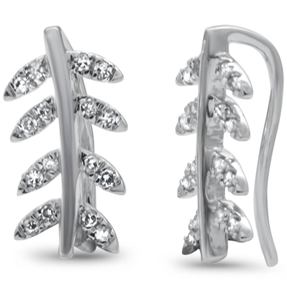 DIAMOND CLOSEOUT! .13ct G SI 10K White Gold Diamond Trendy Olive Leaf Earrings