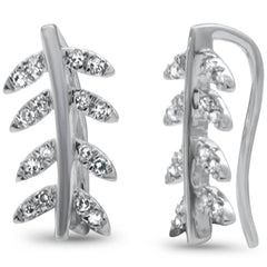 DIAMOND CLOSEOUT! .13ct G SI 10K White Gold Diamond Trendy Olive Leaf Earrings
