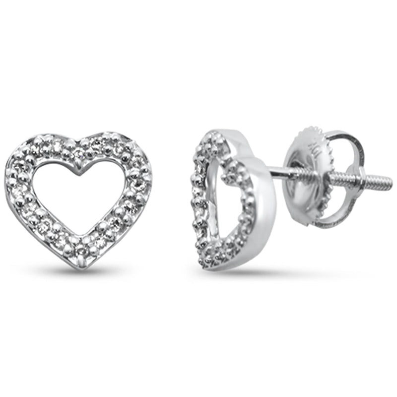 DIAMOND CLOSEOUT! .15ct G SI 10K White Gold Diamond Heart Earrings