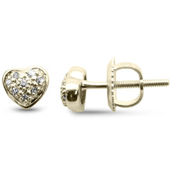 DIAMOND CLOSEOUT! .07ct G SI 10K Yellow Gold Diamond Heart Earrings