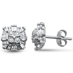 DIAMOND CLOSEOUT! .25ct G SI 14K White Gold Diamond Round & Baguette Earrings