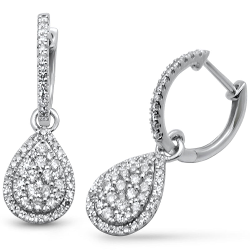 DIAMOND CLOSEOUT! .77ct G SI 14K White Gold Diamond Pear Shaped Dangling Earrings
