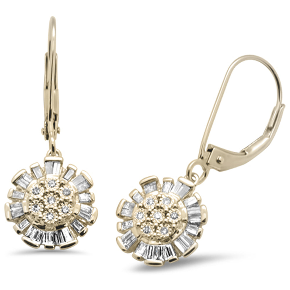 DIAMOND CLOSEOUT! .26ct G SI 14K Yellow Gold Diamond Round & Baguette Lever Back Earrings