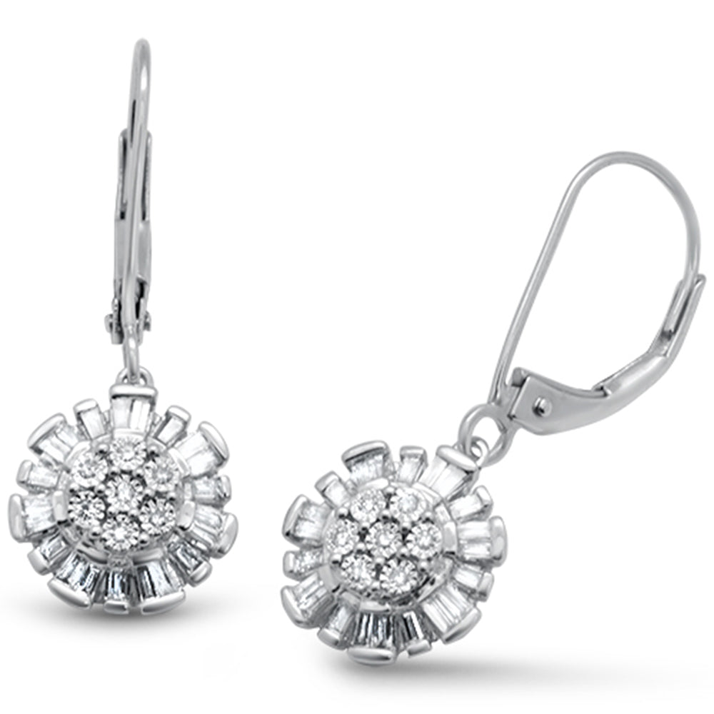 DIAMOND CLOSEOUT! .27ct G SI 14K White Gold Diamond Round & Baguette Lever Back Earrings