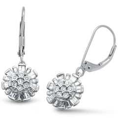 DIAMOND CLOSEOUT! .27ct G SI 14K White Gold Diamond Round & Baguette Lever Back Earrings