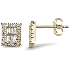 DIAMOND CLOSEOUT!  .25ct G SI 14K Yellow Gold Diamond Round & Baguette Earrings