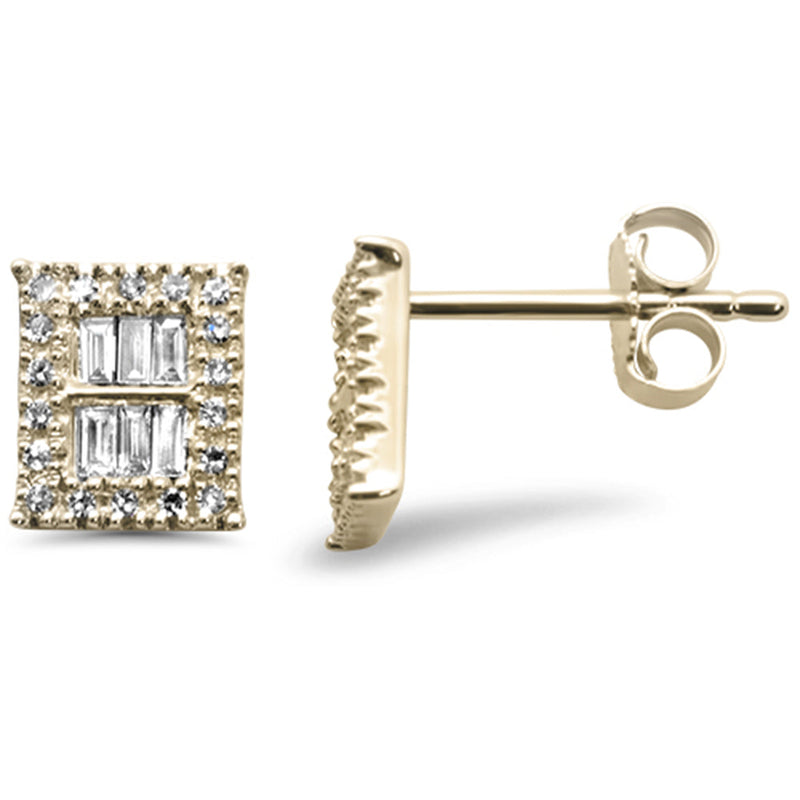 DIAMOND CLOSEOUT!  .25ct G SI 14K Yellow Gold Diamond Round & Baguette Earrings