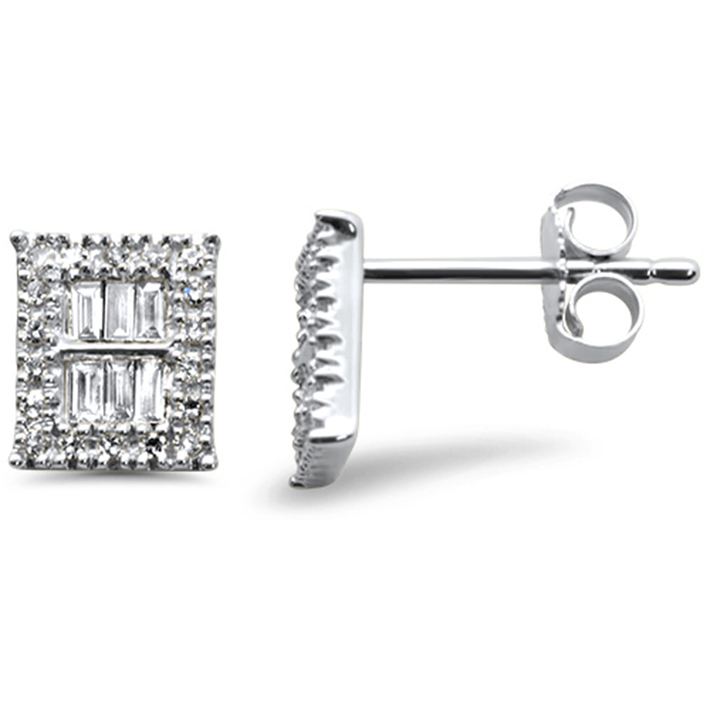 DIAMOND CLOSEOUT! .25ct G SI 14K White Gold Diamond Round & Baguette Earrings