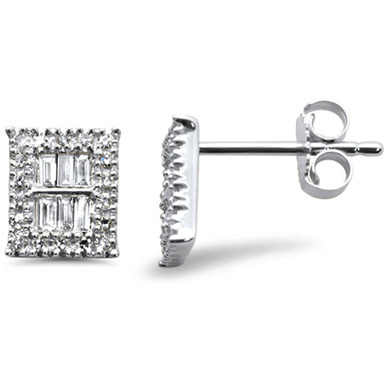 DIAMOND CLOSEOUT! .25ct G SI 14K White Gold Diamond Round & Baguette Earrings