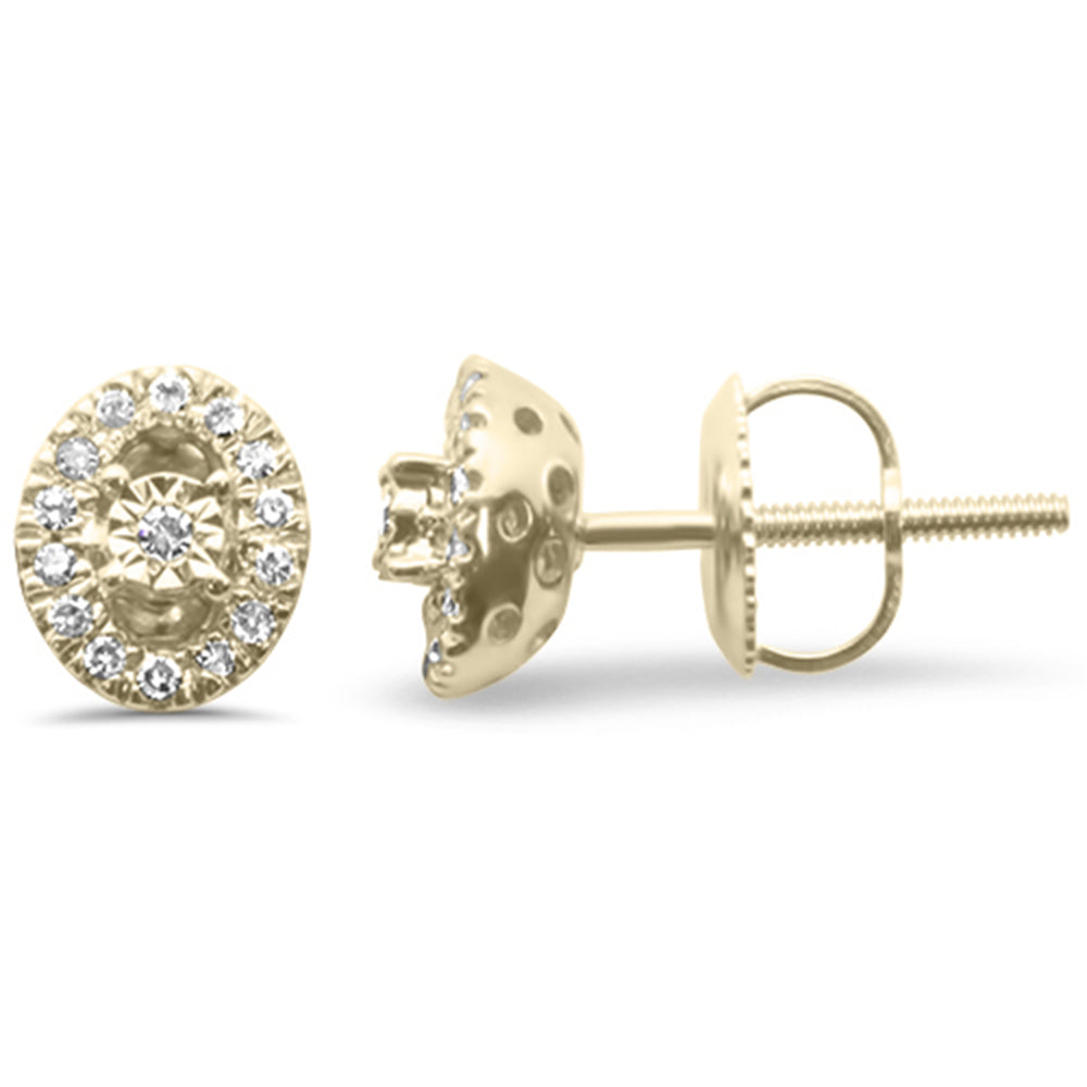 DIAMOND CLOSEOUT! .13ct G SI 10K Yellow Gold Diamond Oval Shaped Round Earrings