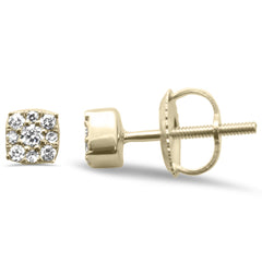 DIAMOND CLOSEOUT! .15ct G SI 10K Yellow Gold Diamond Princess Shaped Stud Earrings