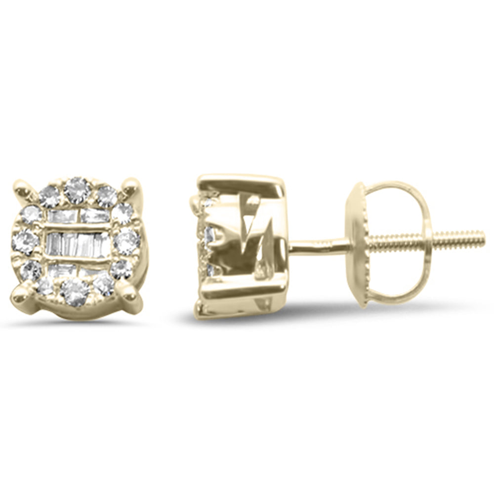 DIAMOND CLOSEOUT! .27ct G SI 10K Yellow Gold Diamond Round and Baguette Stud Earrings