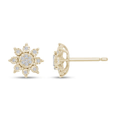 DIAMOND CLOSEOUT! .12ct G SI 10K Yellow Gold Diamond Starburst Earrings