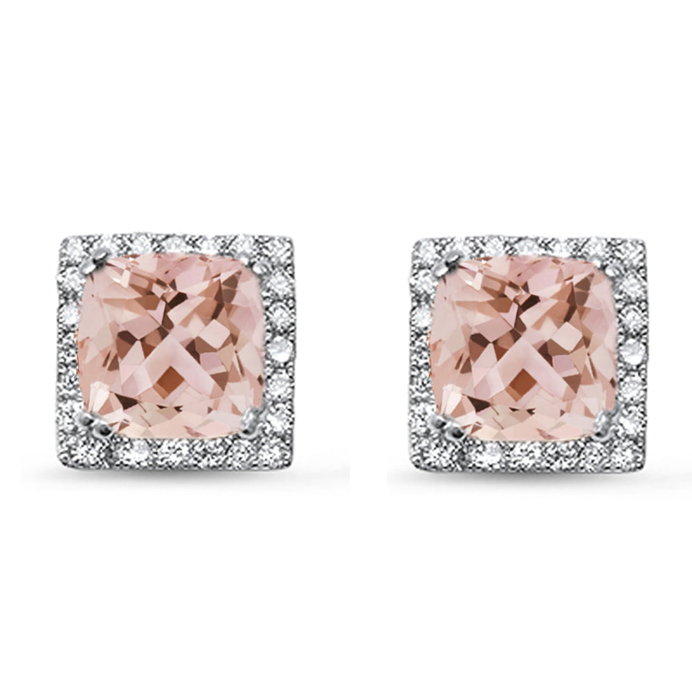 GEMSTONE CLOSEOUT ! 1.33cts 14k White Gold Morganite Gemstone & Round Diamond Earrings