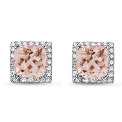 GEMSTONE CLOSEOUT ! 1.33cts 14k White Gold Morganite Gemstone & Round Diamond Earrings