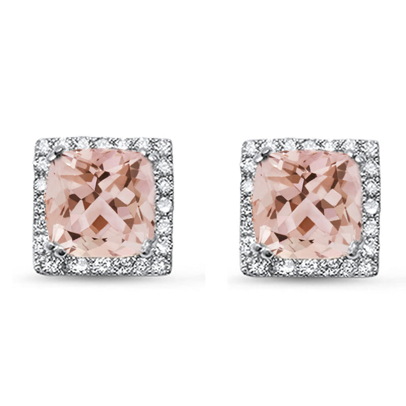 GEMSTONE CLOSEOUT ! 1.33cts 14k White Gold Morganite Gemstone & Round Diamond Earrings