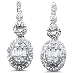 DIAMOND CLOSEOUT! .50ct G SI 10K White GoldDiamond Oval Shaped Round & Baguette Dangling Earrings