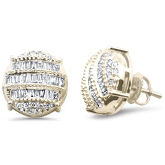 DIAMOND CLOSEOUT!  .75ct G SI 14K Yellow Gold Round & Baguette Diamond Earrings
