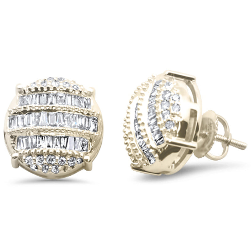 DIAMOND CLOSEOUT!  .75ct G SI 14K Yellow Gold Round & Baguette Diamond Earrings
