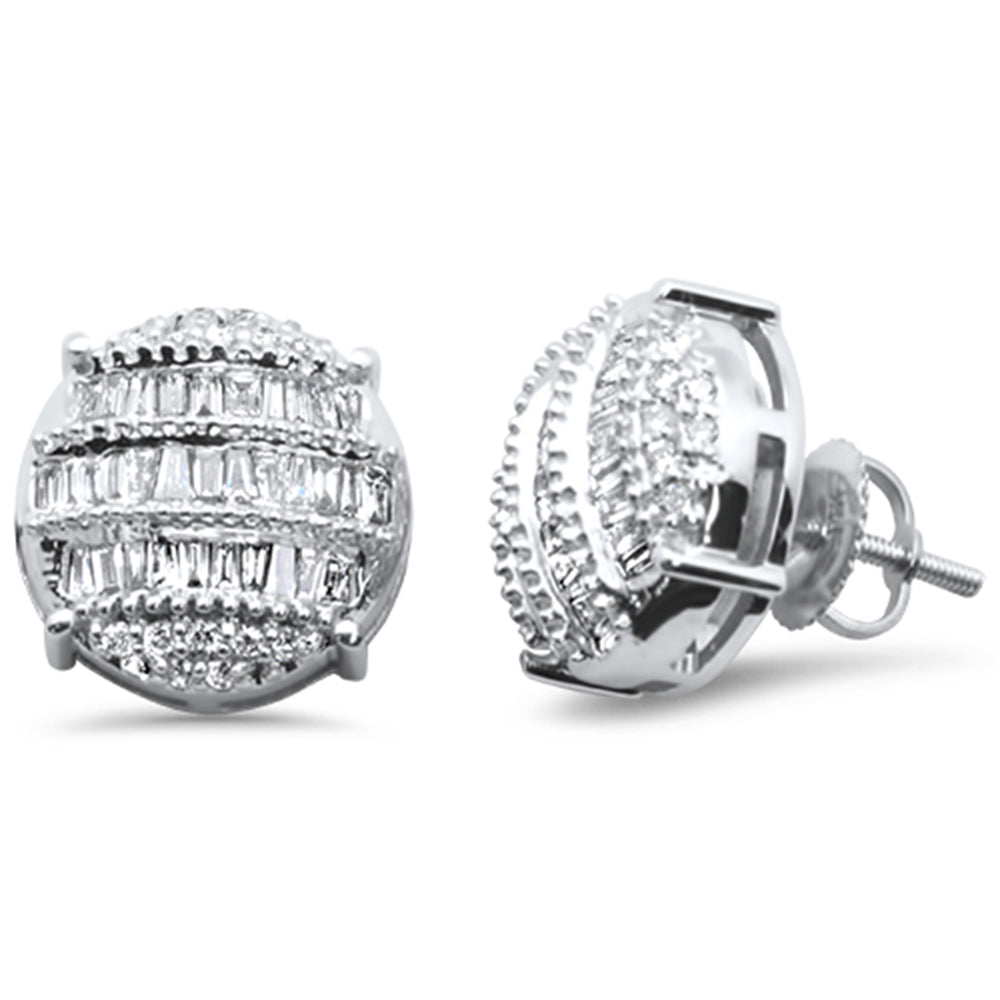 DIAMOND CLOSEOUT!  .78ct G SI 14K White Gold Round & Baguette Diamond Earrings