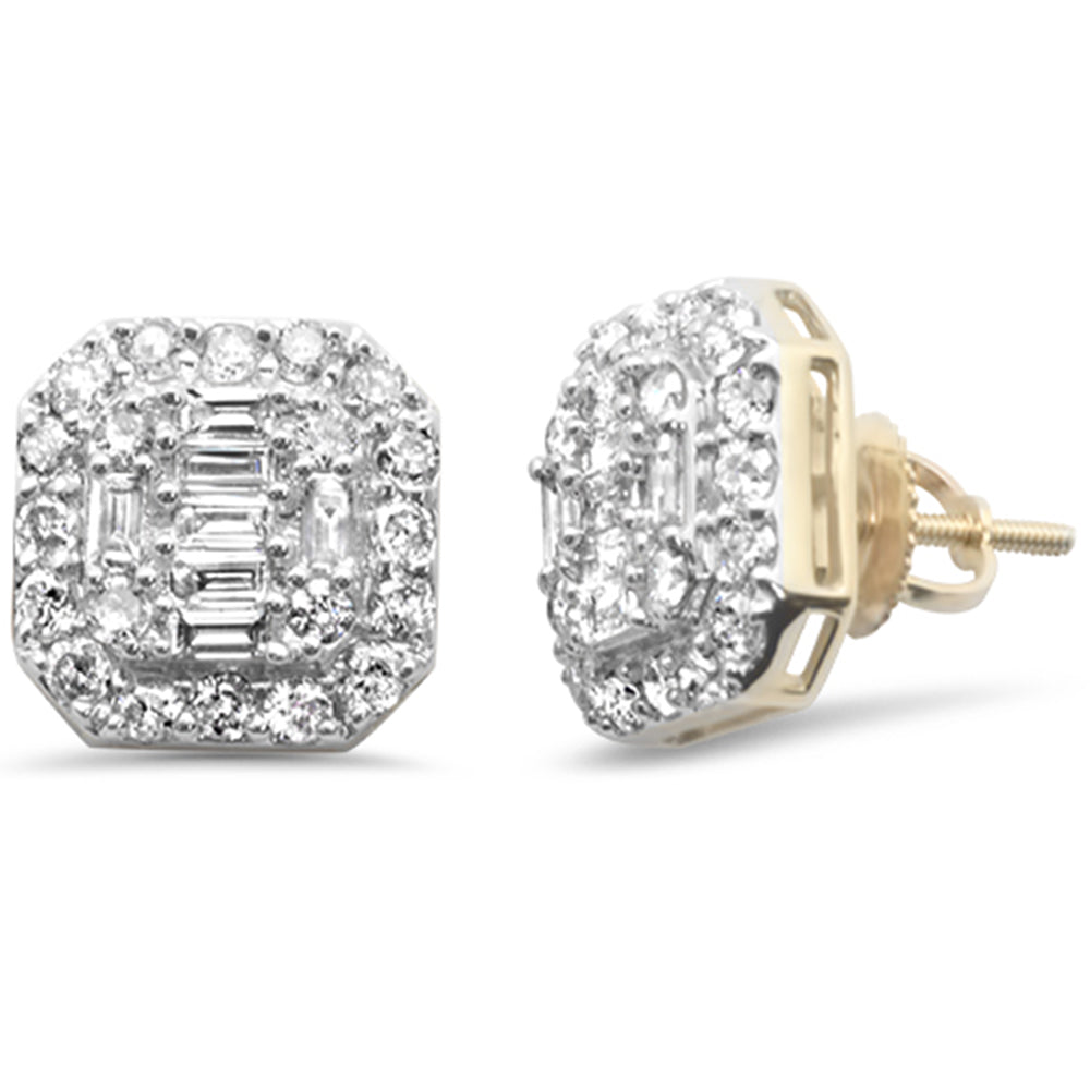DIAMOND CLOSEOUT!  1.63ct G SI 10K Yellow Gold Cushion Shaped Round & Baguette Diamond Halo Earrings