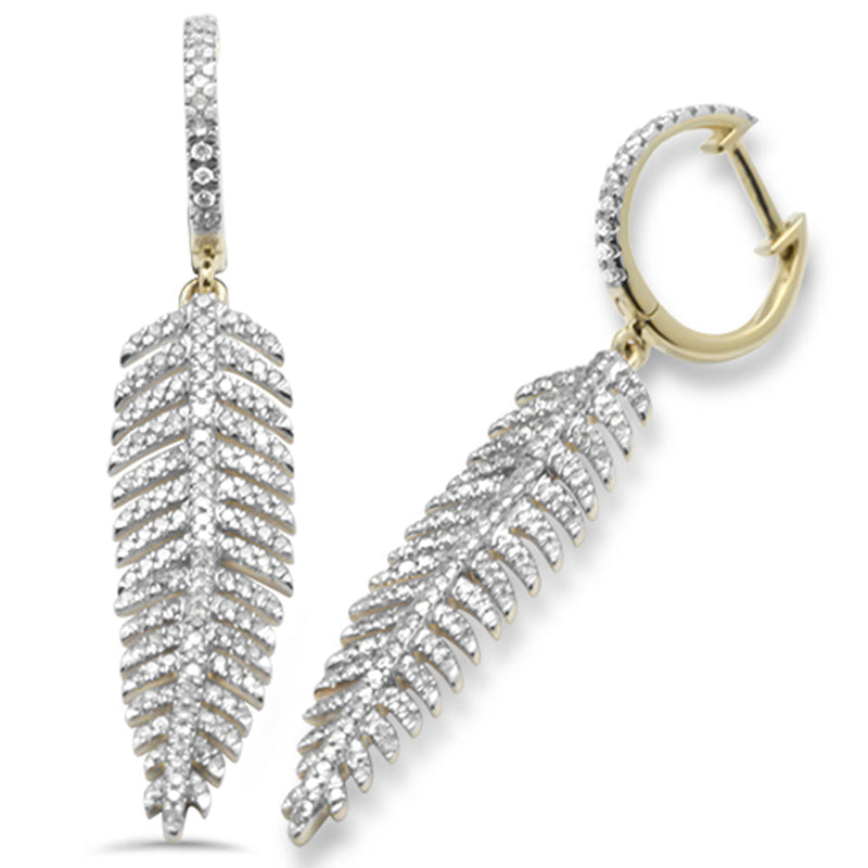 DIAMOND CLOSEOUT! 1.15ct G SI 14K Yellow Gold Leaf Drop Earrings