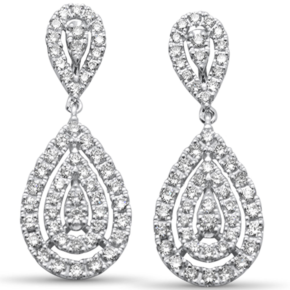 DIAMOND CLOSEOUT!  1.49ct G SI 14K White Gold Diamond Pear Shape Dangling Earring