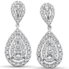 DIAMOND CLOSEOUT!  1.49ct G SI 14K White Gold Diamond Pear Shape Dangling Earring