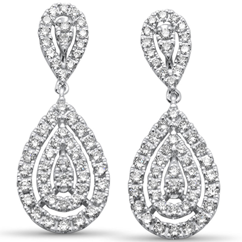 DIAMOND CLOSEOUT!  1.49ct G SI 14K White Gold Diamond Pear Shape Dangling Earring
