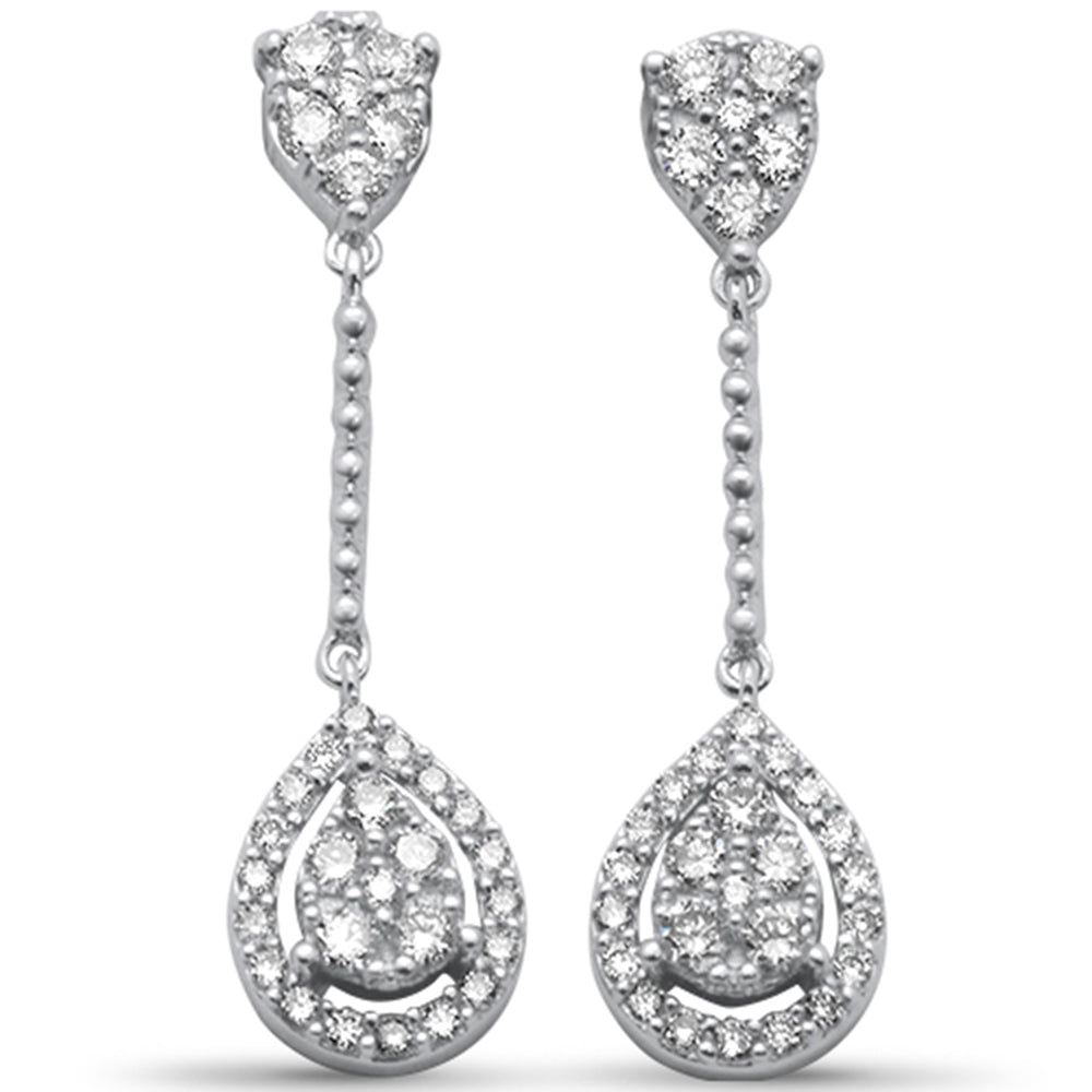 DIAMOND CLOSEOUT! .48ct G SI 14K White Gold Diamond Pear Shape Dangling Earring