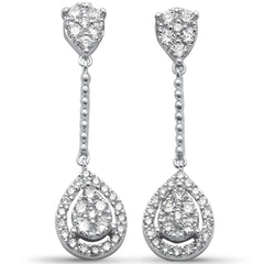 DIAMOND CLOSEOUT! .48ct G SI 14K White Gold Diamond Pear Shape Dangling Earring