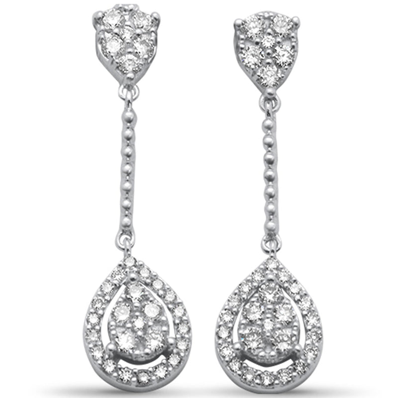 DIAMOND CLOSEOUT! .48ct G SI 14K White Gold Diamond Pear Shape Dangling Earring