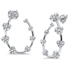 DIAMOND CLOSEOUT! .74ct G SI 14K White Gold Diamond Heart Hoop Earring