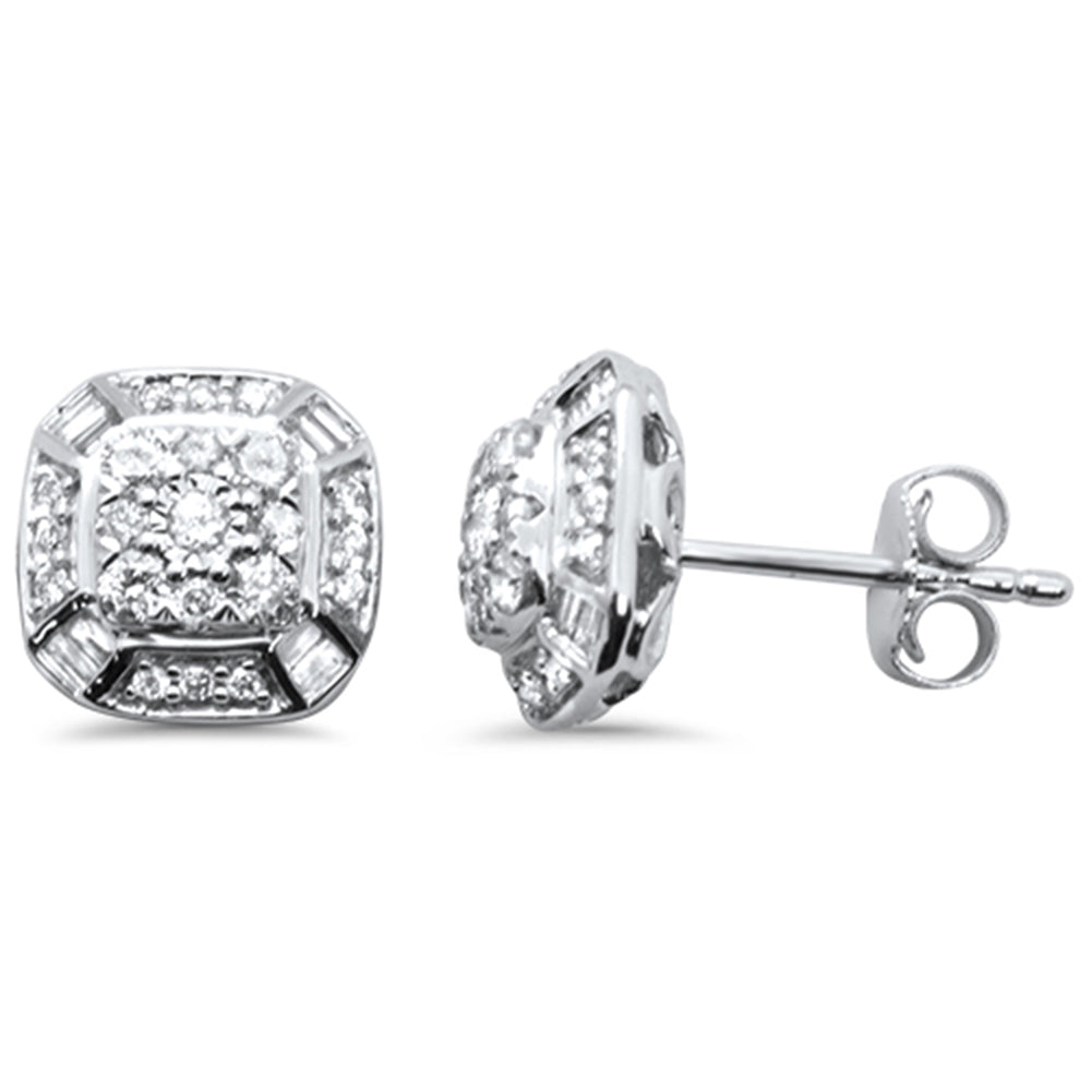 DIAMOND CLOSEOUT!  .48ct G SI 14K White Gold Round & Baguette Diamond Earring