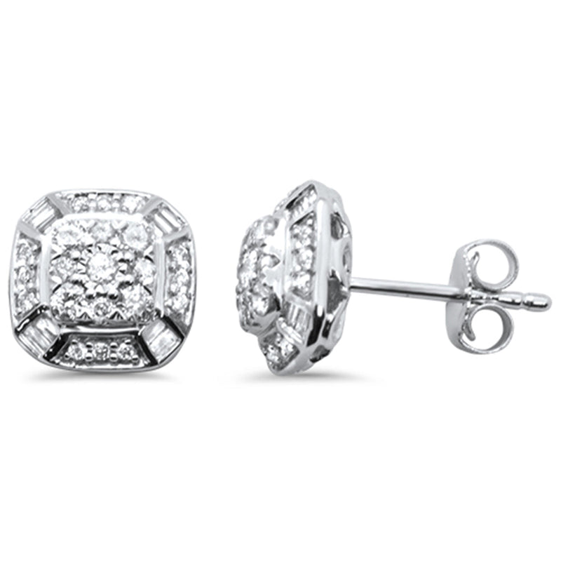 DIAMOND CLOSEOUT!  .48ct G SI 14K White Gold Round & Baguette Diamond Earring