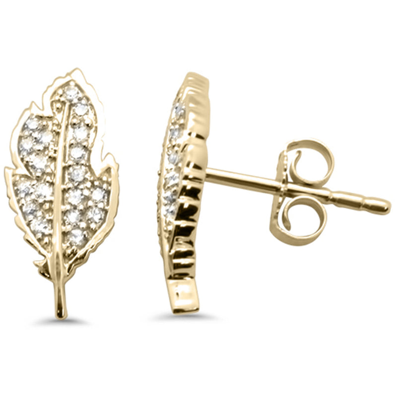 DIAMOND CLOSEOUT! .16ct G SI 14K Yellow Gold Diamond Leaf Shaped Earring