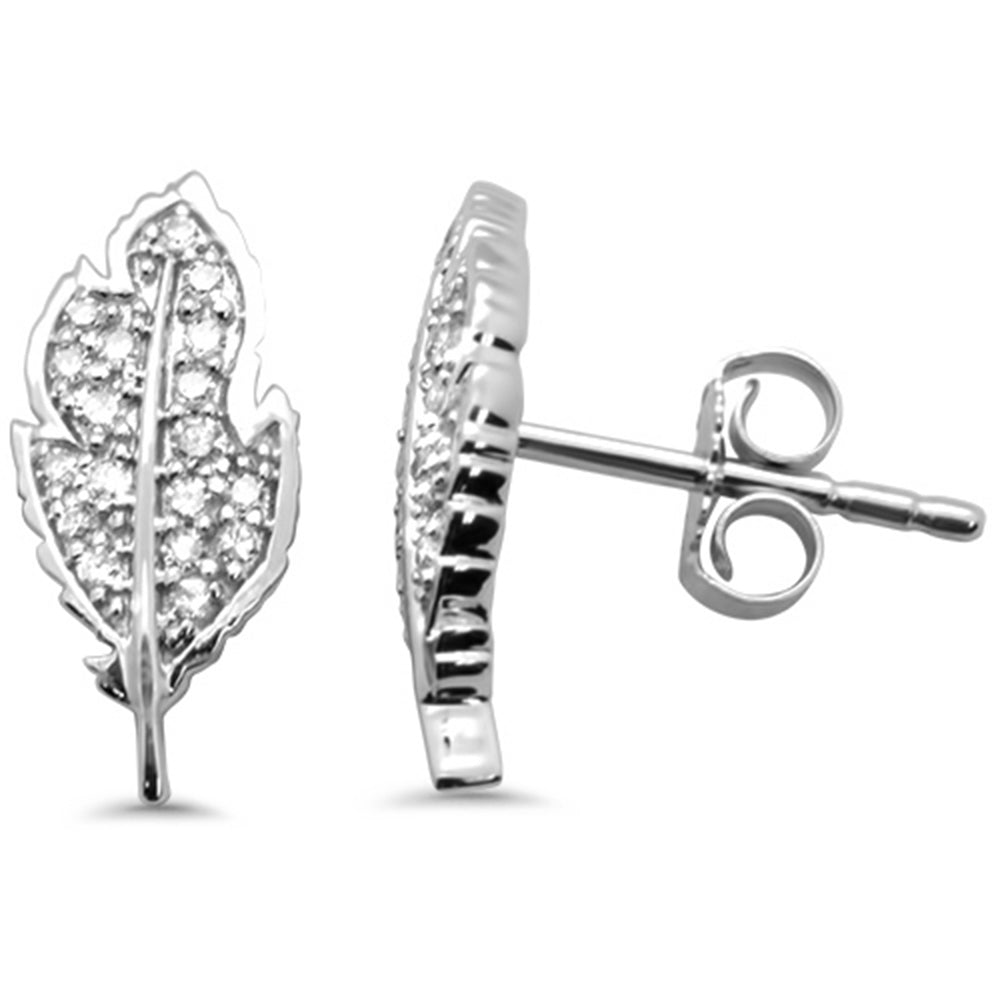 DIAMOND CLOSEOUT! .16ct G SI 14K White Gold Diamond Leaf Shaped Earring