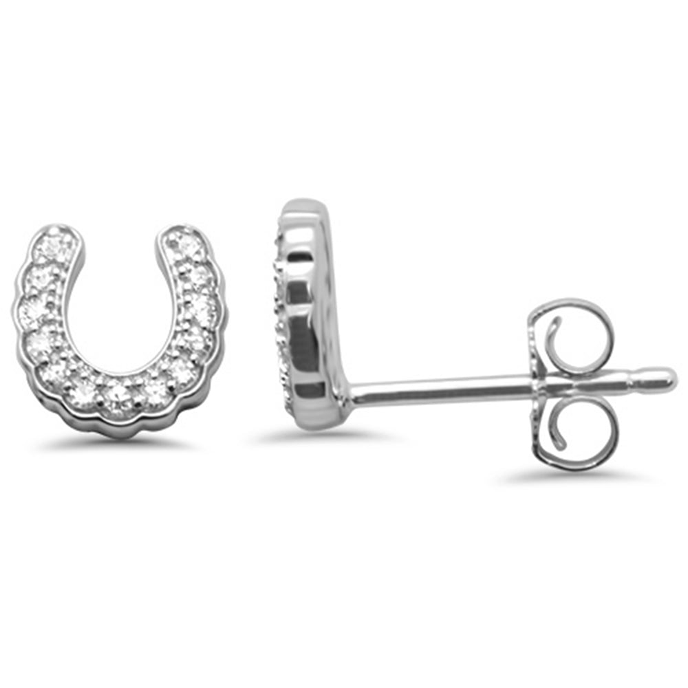 DIAMOND CLOSEOUT! .11ct G SI 14K White Gold Diamond Horse Shoe Stud Earrings