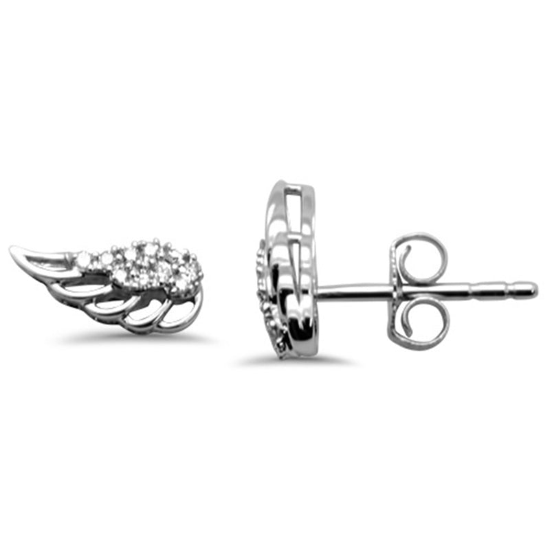 DIAMOND CLOSEOUT! .08ct G SI 14K White Gold Diamond Wings Earring