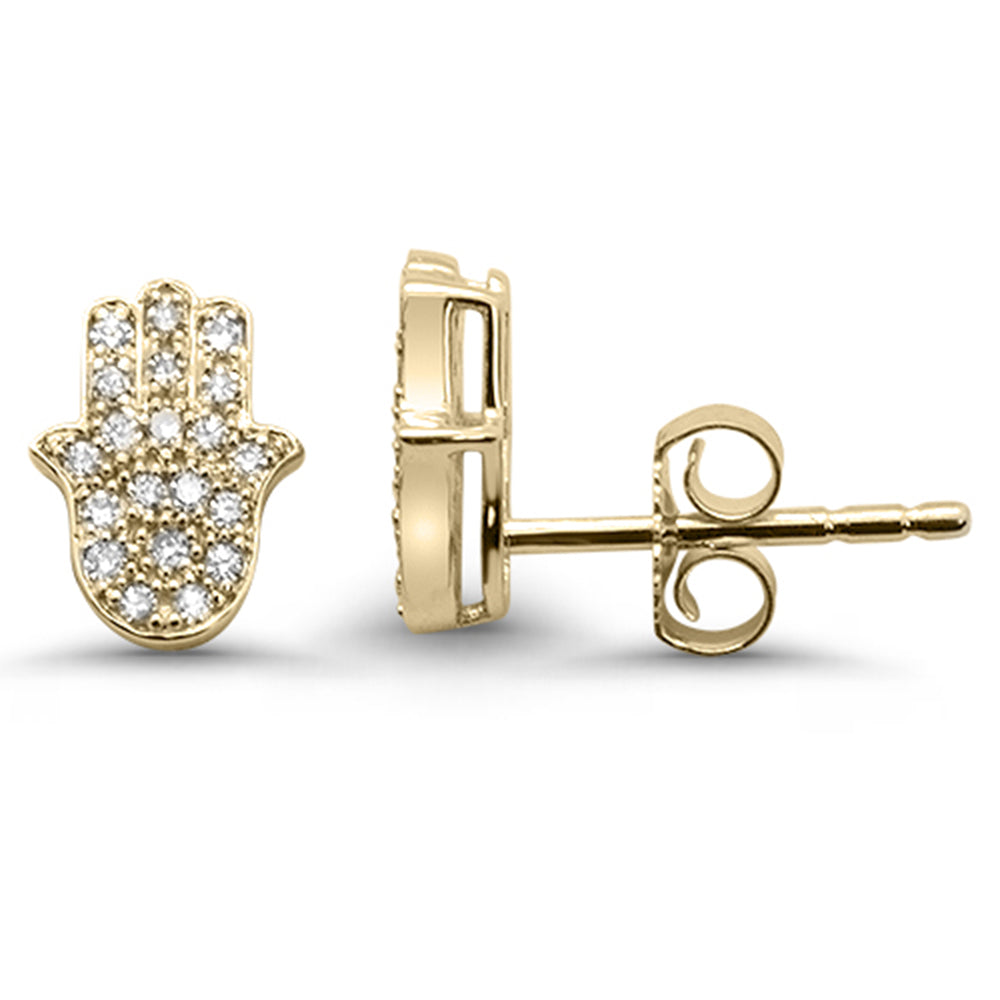 DIAMOND CLOSEOUT! .16ct G SI 14K Yellow Gold Diamond Hamsa Earring