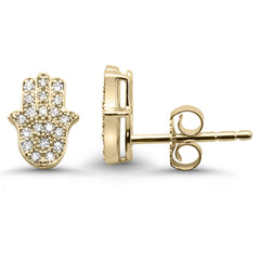 DIAMOND CLOSEOUT! .16ct G SI 14K Yellow Gold Diamond Hamsa Earring