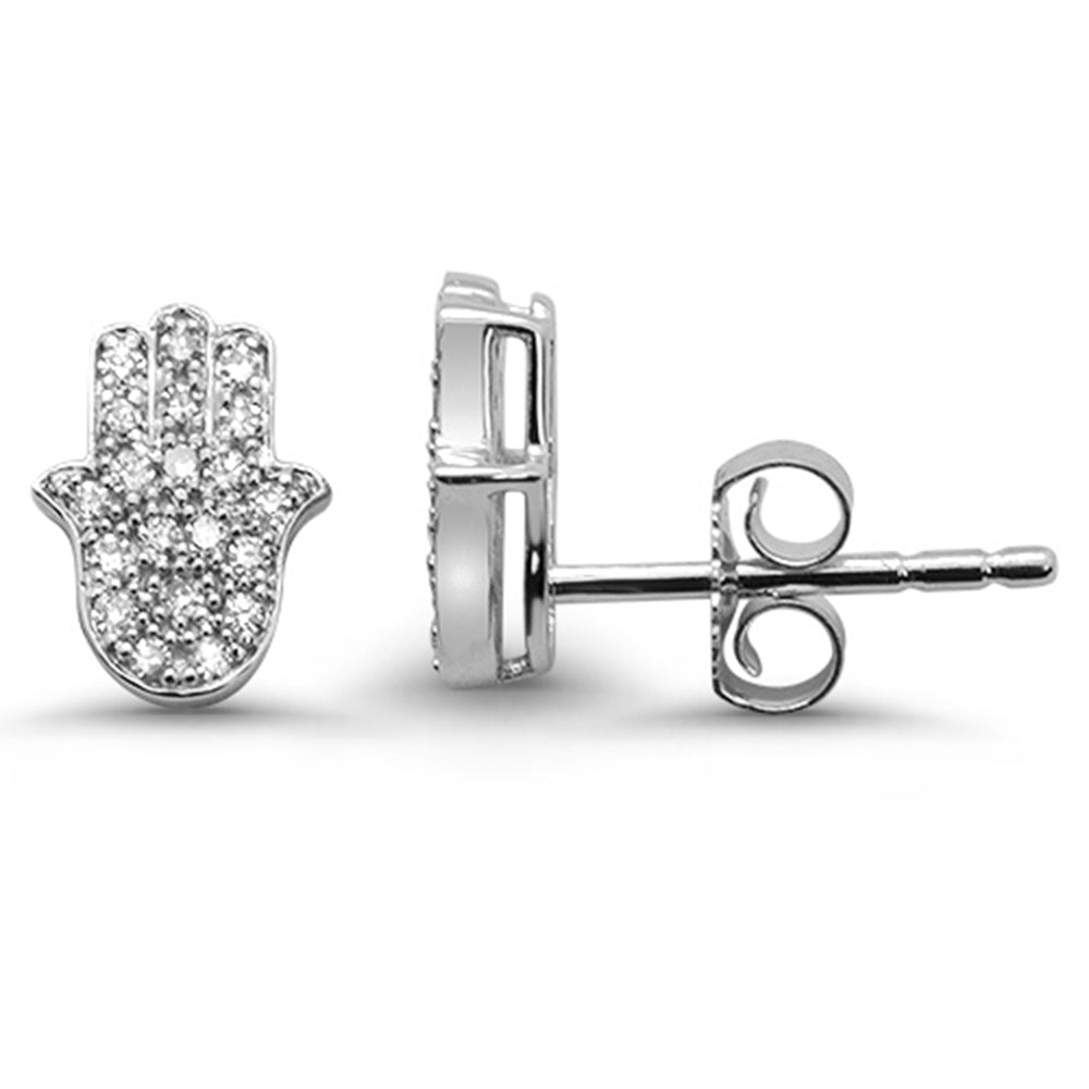 DIAMOND CLOSEOUT! .16ct G SI 14K White Gold Diamond Hamsa Earring