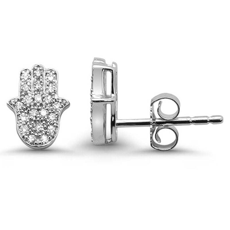 DIAMOND CLOSEOUT! .16ct G SI 14K White Gold Diamond Hamsa Earring