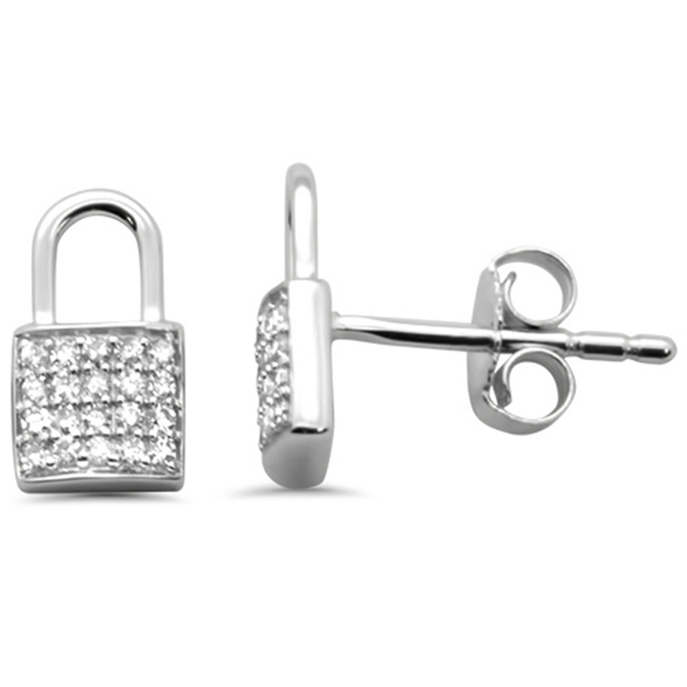 DIAMOND CLOSEOUT! .16ct G SI 14K White Gold Diamond Padlock Shaped Earring