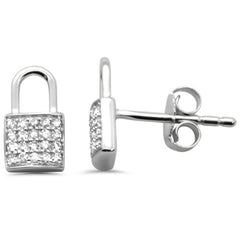 DIAMOND CLOSEOUT! .16ct G SI 14K White Gold Diamond Padlock Shaped Earring